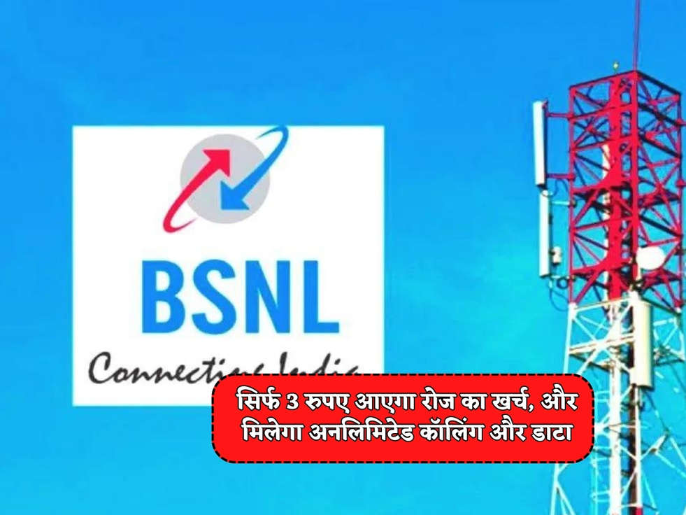 BSNL Recharge Plan : सिर्फ 3 रुपए आएगा रोज का खर्च, और मिलेगा अनलिमिटेड कॉलिंग और डाटा 