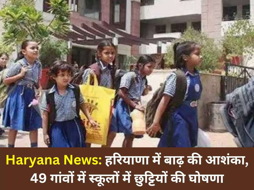 Haryana News: हरियाणा में बाढ़ की आशंका, 49 गांवों में स्कूलों में छुट्टियों की घोषणा