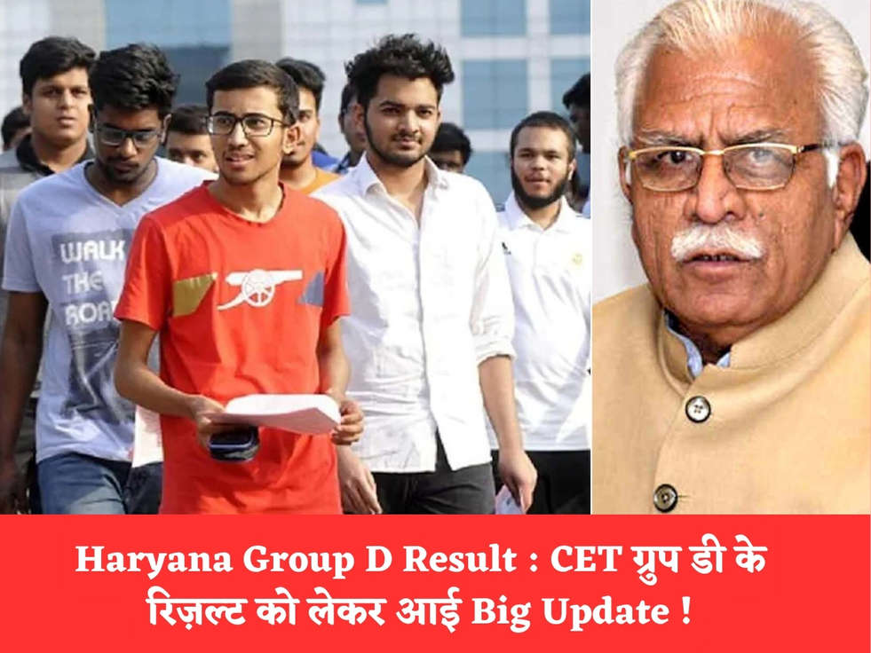 Haryana Group D Result : CET ग्रुप डी के रिज़ल्ट को लेकर आई Big Update !