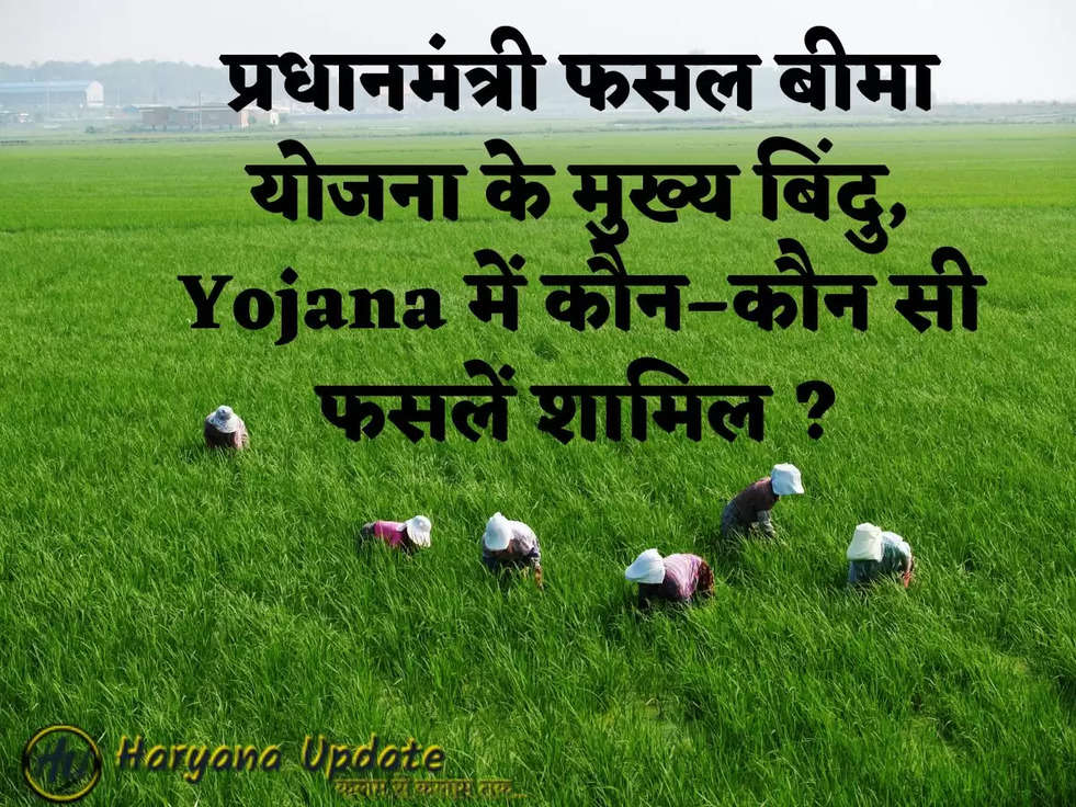 प्रधानमंत्री फसल बीमा योजना के मुख्य बिंदु, Yojana में कौन–कौन सी फसलें शामिल ?