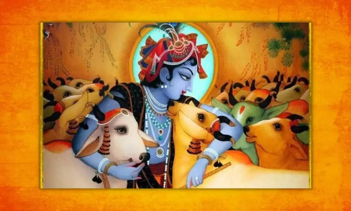 shri krishna with cow