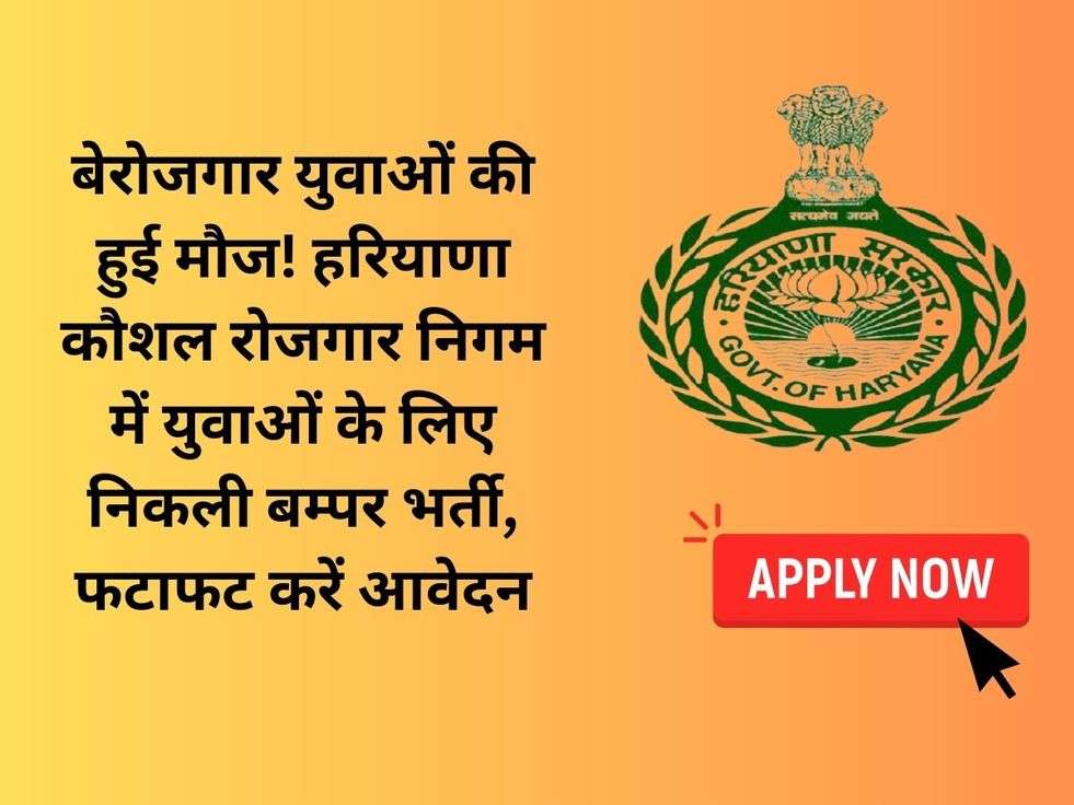 बेरोजगार युवाओं की हुई मौज! हरियाणा कौशल रोजगार निगम में युवाओं के लिए निकली बम्पर भर्ती, फटाफट करें आवेदन