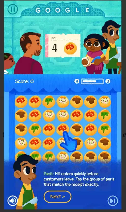 google doodle panipuri game 