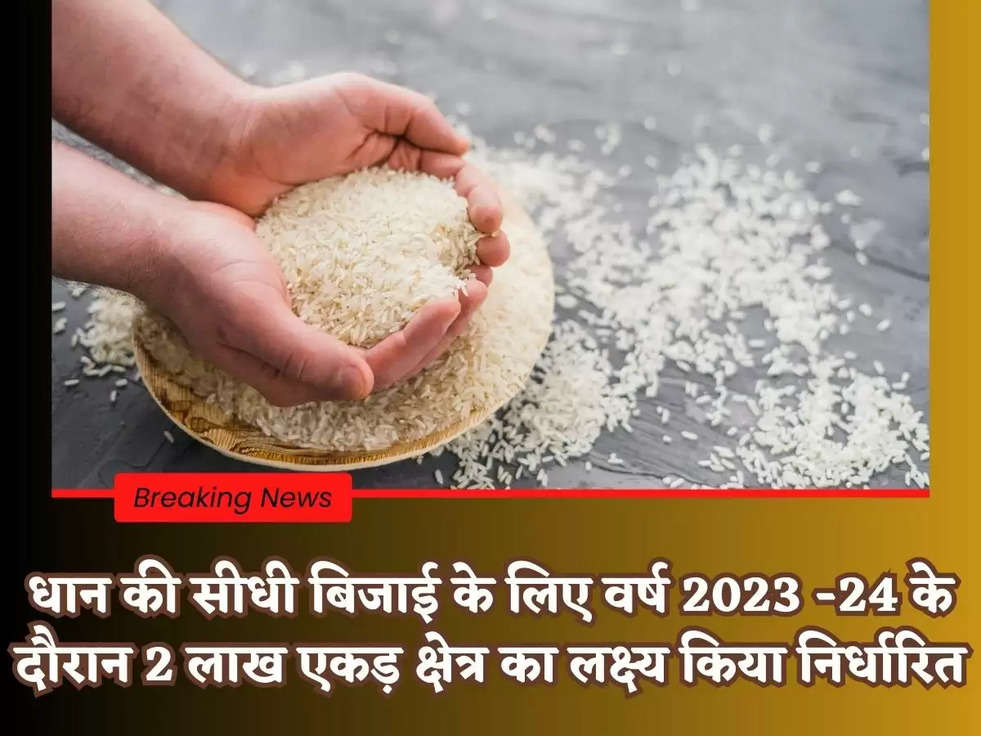 धान की सीधी बिजाई के लिए वर्ष 2023 -24 के दौरान 2 लाख एकड़ क्षेत्र का लक्ष्य किया निर्धारित