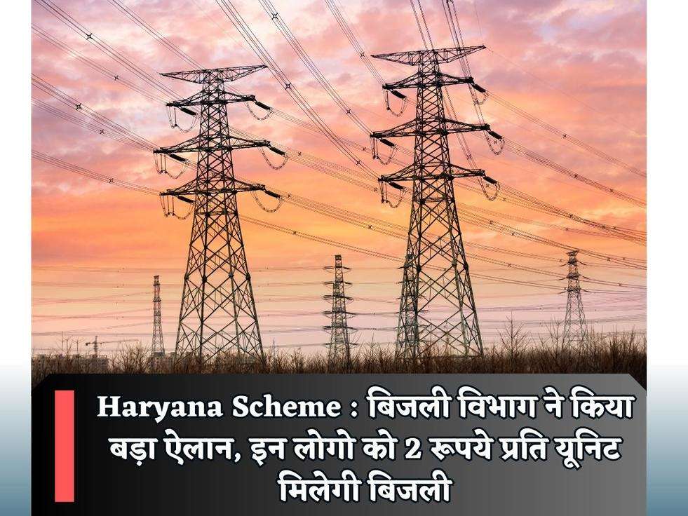 Haryana Scheme : बिजली विभाग ने किया बड़ा ऐलान, इन लोगो को 2 रूपये प्रति यूनिट मिलेगी बिजली