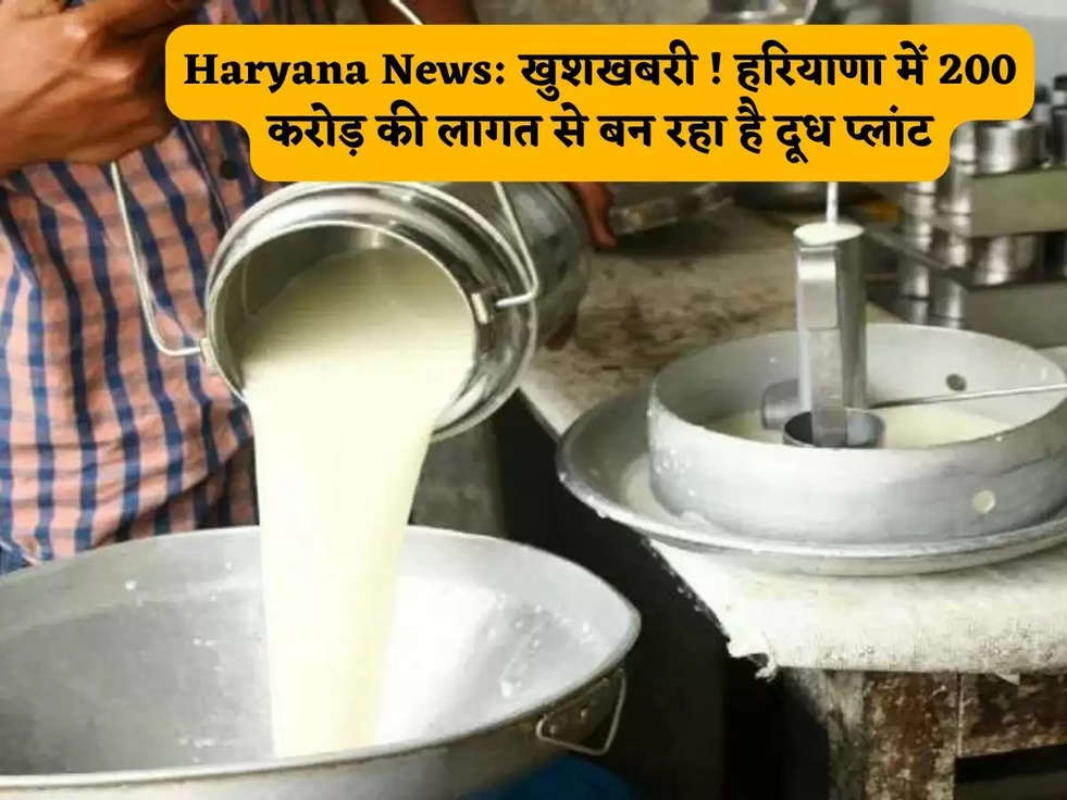 Haryana News: खुशखबरी ! हरियाणा में 200 करोड़ की लागत से बन रहा है दूध प्लांट