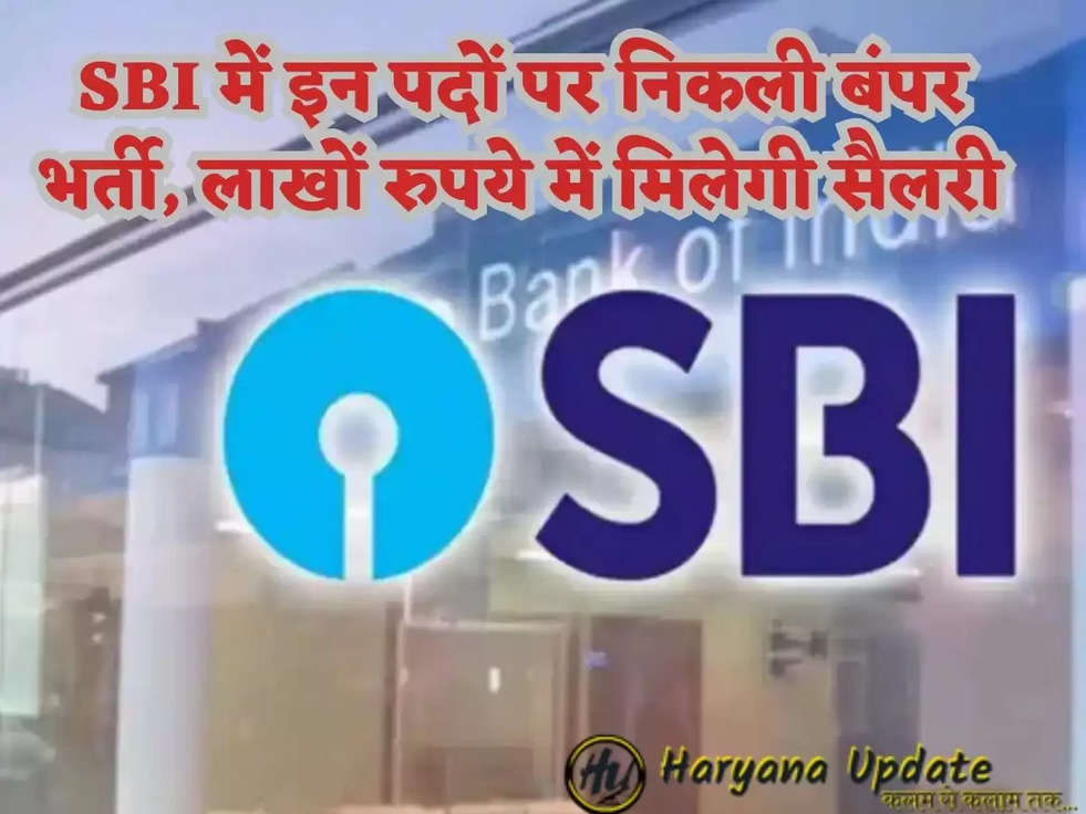 SBI में इन पदों पर निकली बंपर भर्ती, लाखों रुपये में मिलेगी सैलरी