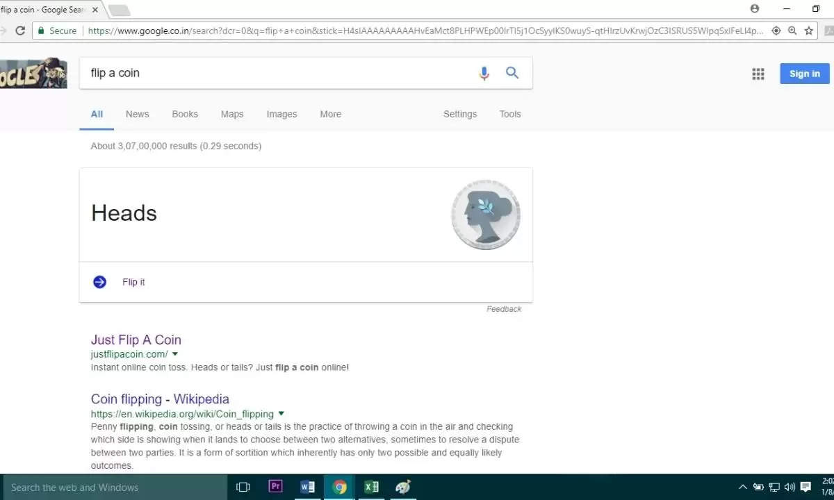 flip a coin google