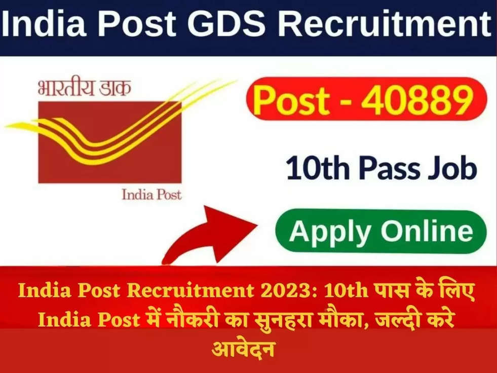 India Post Recruitment 2023: 10th पास के लिए India Post में नौकरी का सुनहरा मौका, जल्दी करे आवेदन 